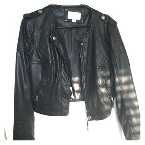 Cropped Faux Leather Jacket